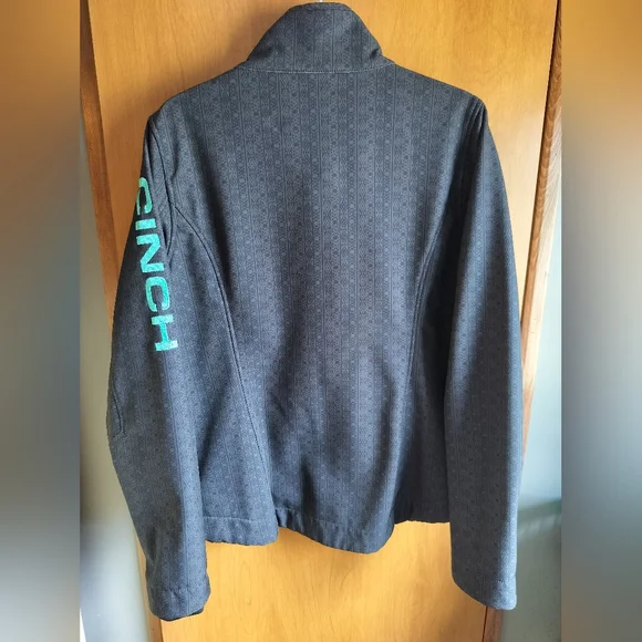 Cinch Women's Charcoal Grey And Turquoise Aztec Print Concealed Carry Jacket M - Picture 10 of 16